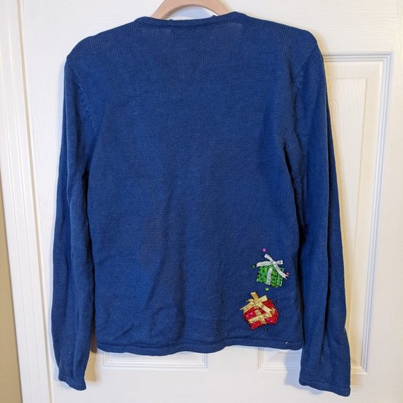 Heirloom Christmas Collection Snowman w/Gifts Beaded Applique Sweater - size L - Picture 7 of 10